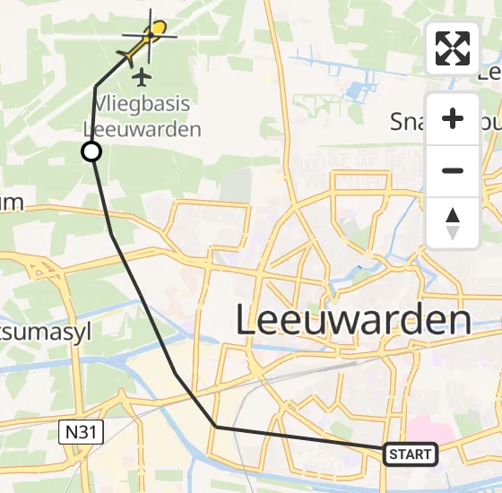 Vlucht Ambulancehelikopter PH-OOP van Leeuwarden naar Vliegbasis Leeuwarden op zaterdag 4 mei 2024 0:49
