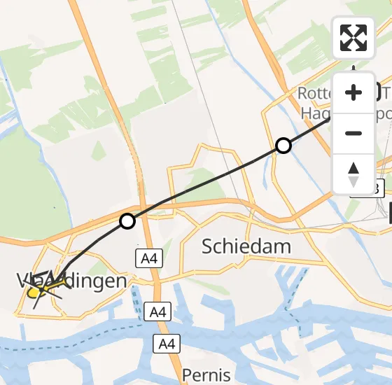 Vlucht Traumahelikopter PH-UMC van Rotterdam The Hague Airport naar Vlaardingen op zaterdag 4 mei 2024 7:39