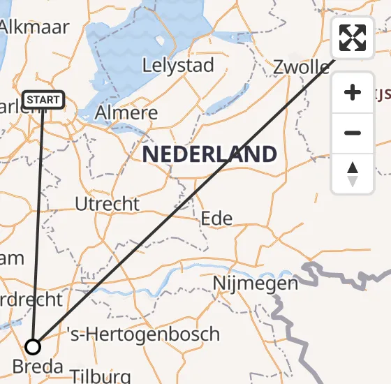 Vlucht Traumahelikopter PH-TTR van Amsterdam Heliport naar Balkbrug op zaterdag 4 mei 2024 12:05