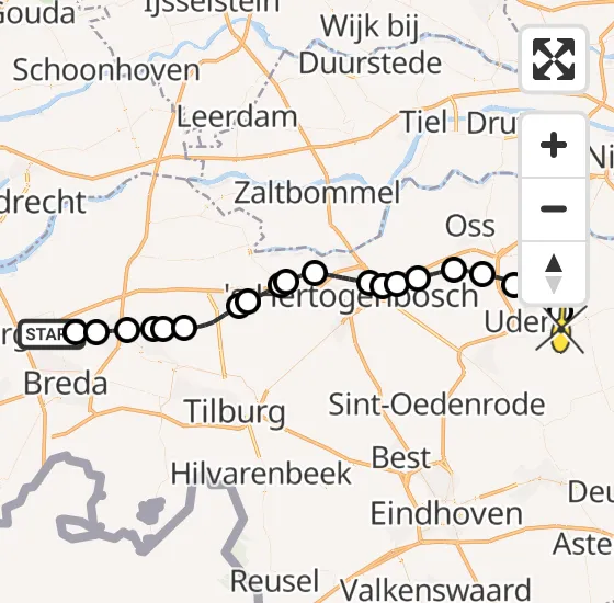 Vlucht Traumahelikopter PH-LLN van Terheijden naar Vliegbasis Volkel op zaterdag 4 mei 2024 12:10
