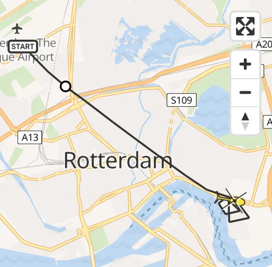 Vlucht Traumahelikopter PH-UMC van Rotterdam The Hague Airport naar Rotterdam op zaterdag 4 mei 2024 12:26