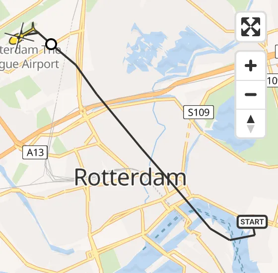 Vlucht Traumahelikopter PH-UMC van Rotterdam naar Rotterdam The Hague Airport op zaterdag 4 mei 2024 12:42