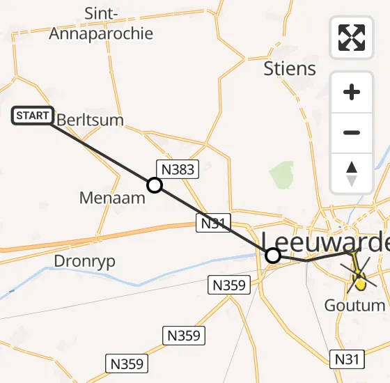 Vlucht Ambulancehelikopter PH-OOP van Minnertsga naar Leeuwarden op zaterdag 4 mei 2024 14:23