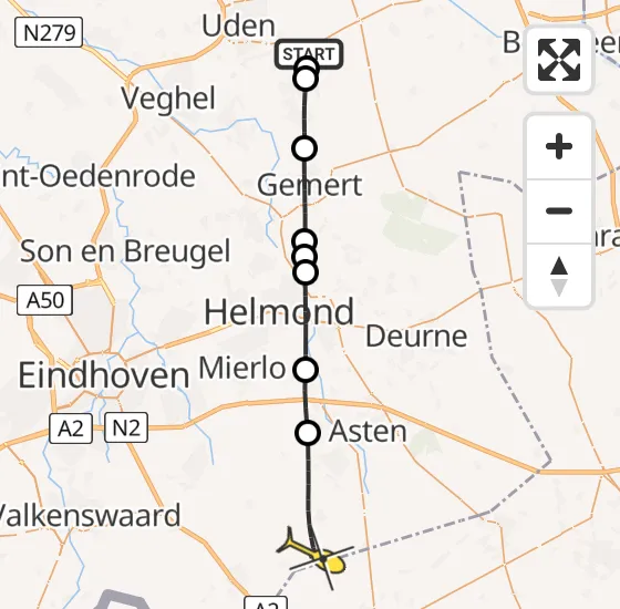 Vlucht Traumahelikopter PH-LLN van Odiliapeel naar Someren op zondag 5 mei 2024 7:23