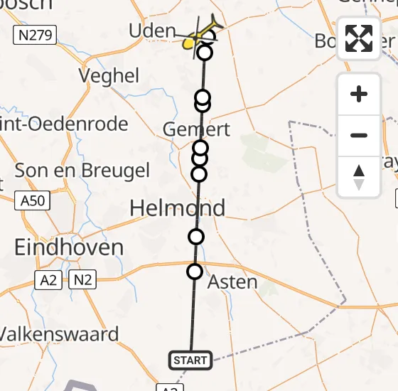 Vlucht Traumahelikopter PH-LLN van Someren naar Vliegbasis Volkel op zondag 5 mei 2024 8:01