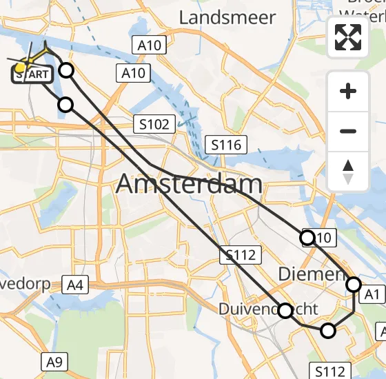 Vlucht Traumahelikopter PH-TTR van Amsterdam Heliport naar Amsterdam Heliport op zondag 5 mei 2024 9:50