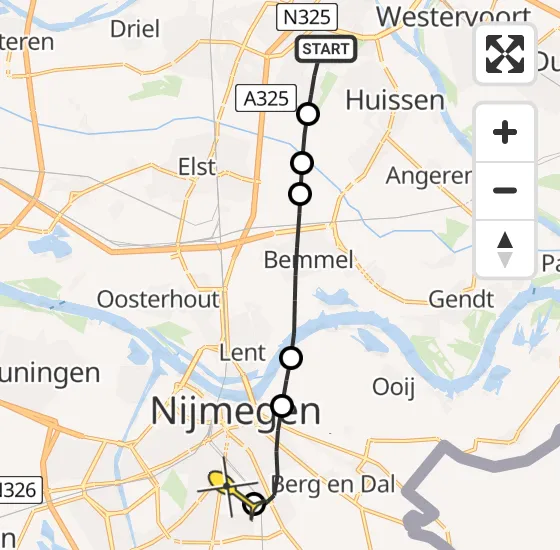 Vlucht Traumahelikopter PH-LLN van Arnhem naar Radboud Universitair Medisch Centrum op zondag 5 mei 2024 10:30