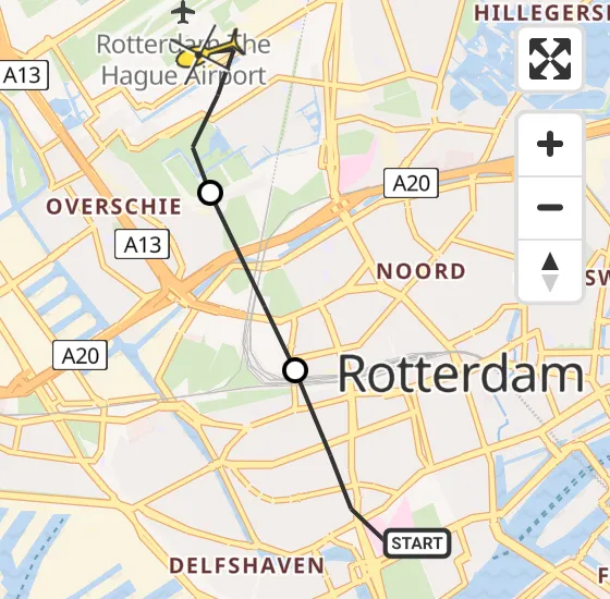 Vlucht Traumahelikopter PH-UMC van Erasmus MC naar Rotterdam The Hague Airport op zondag 5 mei 2024 12:37