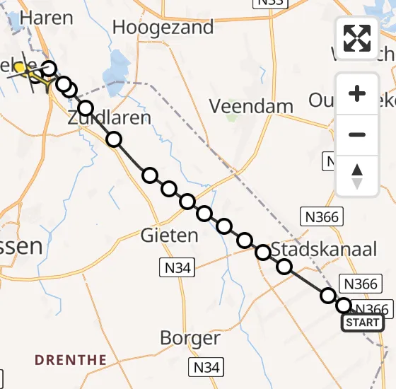 Vlucht Traumahelikopter PH-DOC van Musselkanaal naar Groningen Airport Eelde op zondag 5 mei 2024 16:21