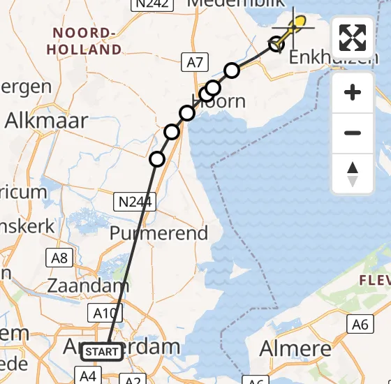 Vlucht Politiehelikopter PH-PXZ van Amsterdam naar Andijk op zondag 5 mei 2024 17:32