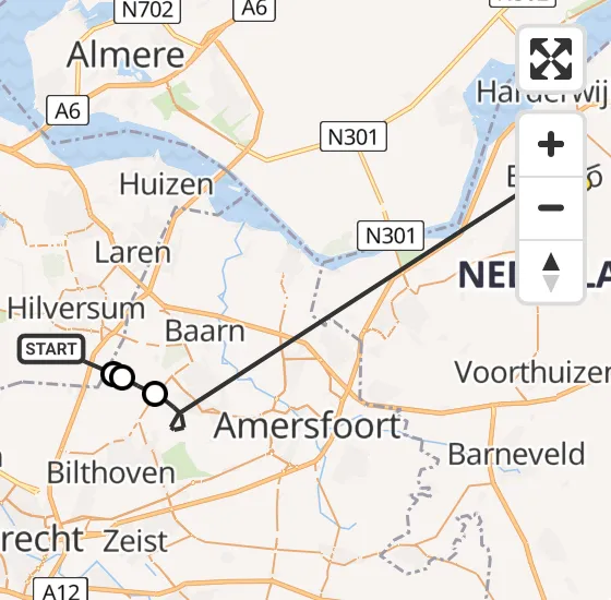 Vlucht Politiehelikopter PH-PXE van Vliegveld Hilversum naar Ermelo op maandag 6 mei 2024 0:20