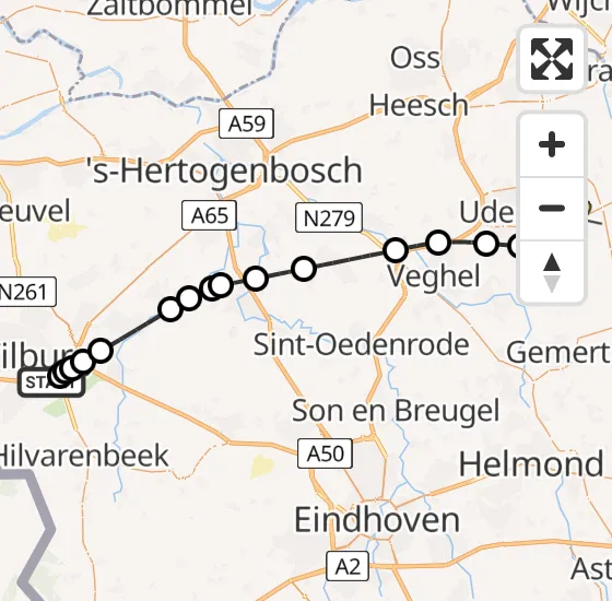 Vlucht Traumahelikopter PH-LLN van Tilburg naar Vliegbasis Volkel op maandag 6 mei 2024 5:42