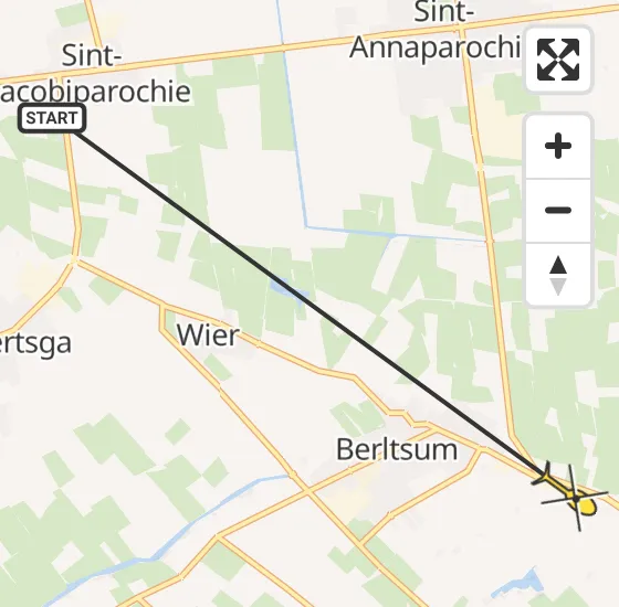 Vlucht Ambulancehelikopter PH-OOP van St.-Jacobiparochie naar Berltsum op maandag 6 mei 2024 18:36