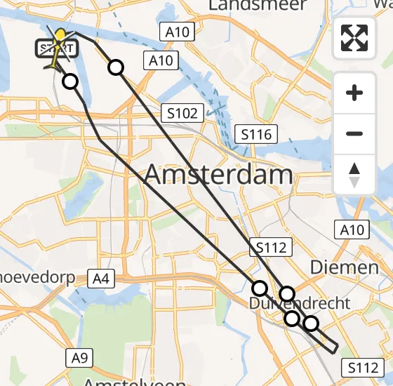 Vlucht Traumahelikopter PH-TTR van Amsterdam Heliport naar Amsterdam Heliport op dinsdag 7 mei 2024 10:37