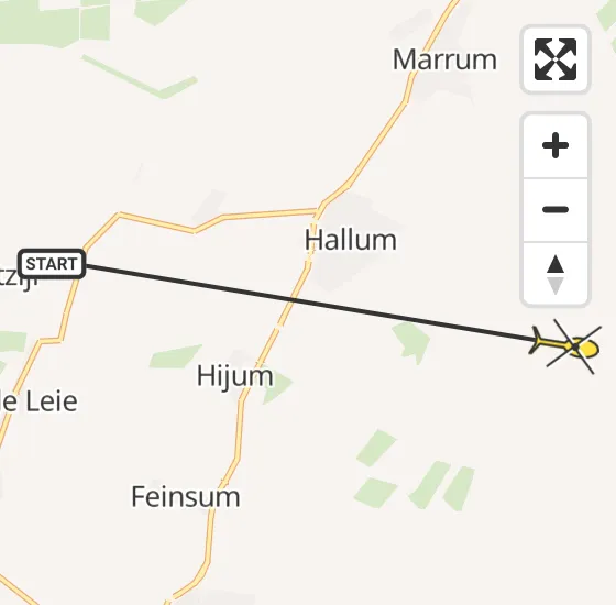 Vlucht Ambulancehelikopter PH-OOP van Oudebildtzijl naar Hallum op dinsdag 7 mei 2024 14:10