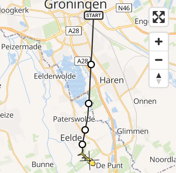 Vlucht Ambulancehelikopter PH-OOP van Groningen naar Groningen Airport Eelde op dinsdag 7 mei 2024 14:48