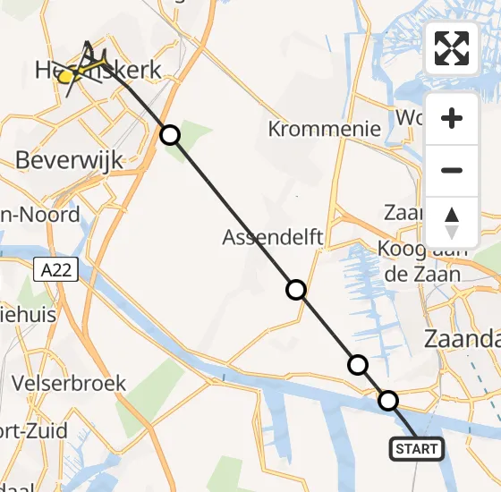 Vlucht Traumahelikopter PH-TTR van Amsterdam Heliport naar Heemskerk op dinsdag 7 mei 2024 17:13