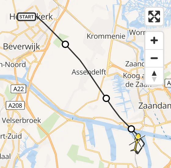 Vlucht Traumahelikopter PH-TTR van Heemskerk naar Amsterdam Heliport op dinsdag 7 mei 2024 17:34
