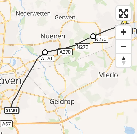 Vlucht Traumahelikopter PH-LLN van Eindhoven naar Helmond op dinsdag 7 mei 2024 22:01