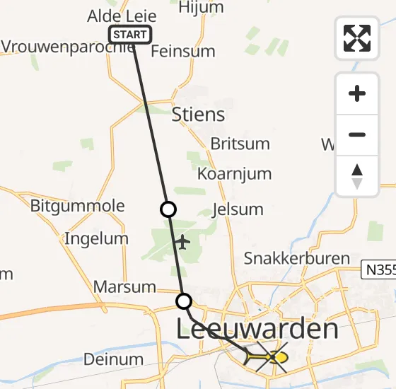Vlucht Ambulancehelikopter PH-OOP van Alde Leie naar Leeuwarden op woensdag 8 mei 2024 2:03