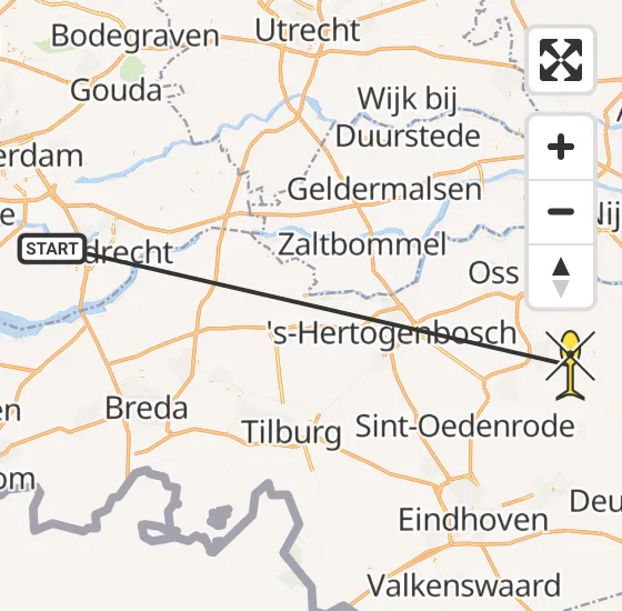 Vlucht Traumahelikopter PH-UMC van Puttershoek naar Vliegbasis Volkel op woensdag 8 mei 2024 9:50