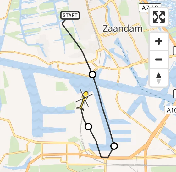 Vlucht Traumahelikopter PH-TTR van Zaandam naar Amsterdam Heliport op woensdag 8 mei 2024 11:15