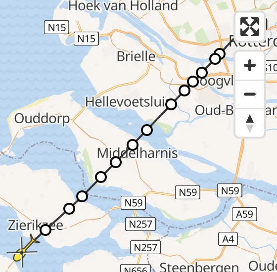 Vlucht Traumahelikopter PH-UMC van Rotterdam The Hague Airport naar Zierikzee op woensdag 8 mei 2024 12:20