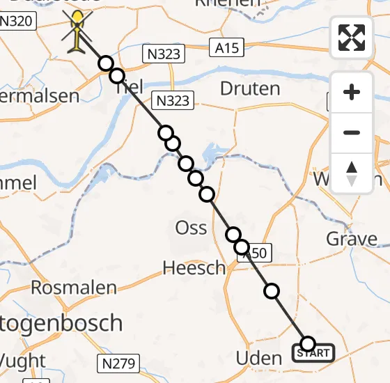 Vlucht Traumahelikopter PH-LLN van Vliegbasis Volkel naar Rijswijk (GLD) op woensdag 8 mei 2024 14:10