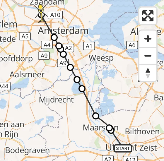 Vlucht Traumahelikopter PH-TTR van Utrecht naar Amsterdam Heliport op woensdag 8 mei 2024 14:36