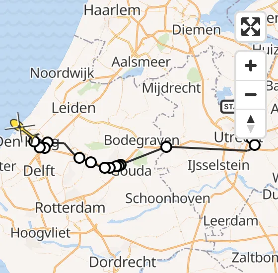 Vlucht Politiehelikopter PH-PXE van Westbroek naar Den Haag op woensdag 8 mei 2024 19:11