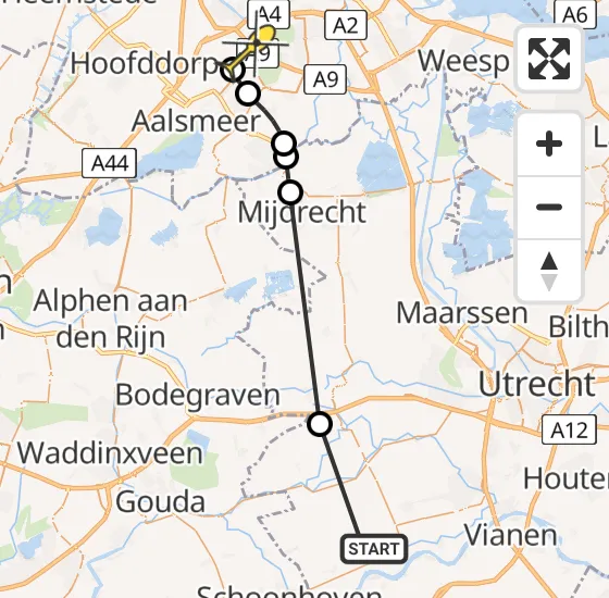 Vlucht Politiehelikopter PH-PXF van Lopik naar Schiphol op donderdag 9 mei 2024 0:51