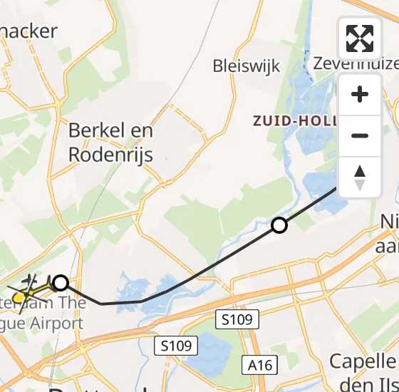 Vlucht Traumahelikopter PH-UMC van Zevenhuizen naar Rotterdam The Hague Airport op donderdag 9 mei 2024 8:02