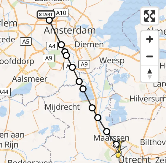 Vlucht Traumahelikopter PH-TTR van Amsterdam Heliport naar Utrecht op donderdag 9 mei 2024 8:36