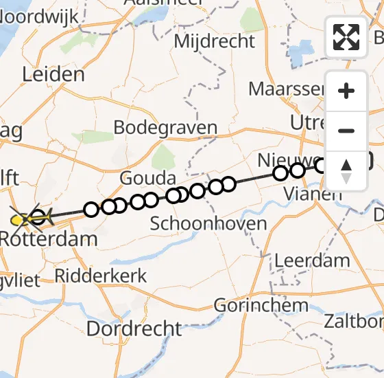 Vlucht Traumahelikopter PH-UMC van Houten naar Rotterdam The Hague Airport op donderdag 9 mei 2024 11:01