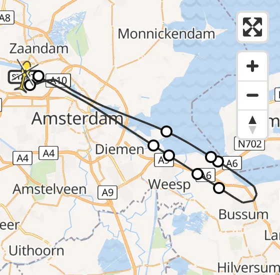 Vlucht Traumahelikopter PH-TTR van Amsterdam Heliport naar Amsterdam Heliport op donderdag 9 mei 2024 20:01