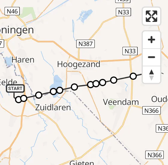 Vlucht Traumahelikopter PH-DOC van Groningen Airport Eelde naar Scheemda op vrijdag 10 mei 2024 5:53