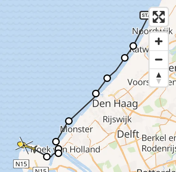 Vlucht Politiehelikopter PH-PXY van Noordwijk naar Maasvlakte op vrijdag 10 mei 2024 6:25