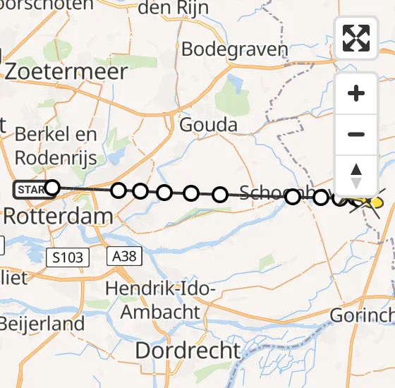 Vlucht Traumahelikopter PH-UMC van Rotterdam The Hague Airport naar Ameide op vrijdag 10 mei 2024 12:51