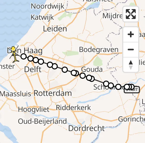 Vlucht Traumahelikopter PH-UMC van Ameide naar Den Haag op vrijdag 10 mei 2024 13:12